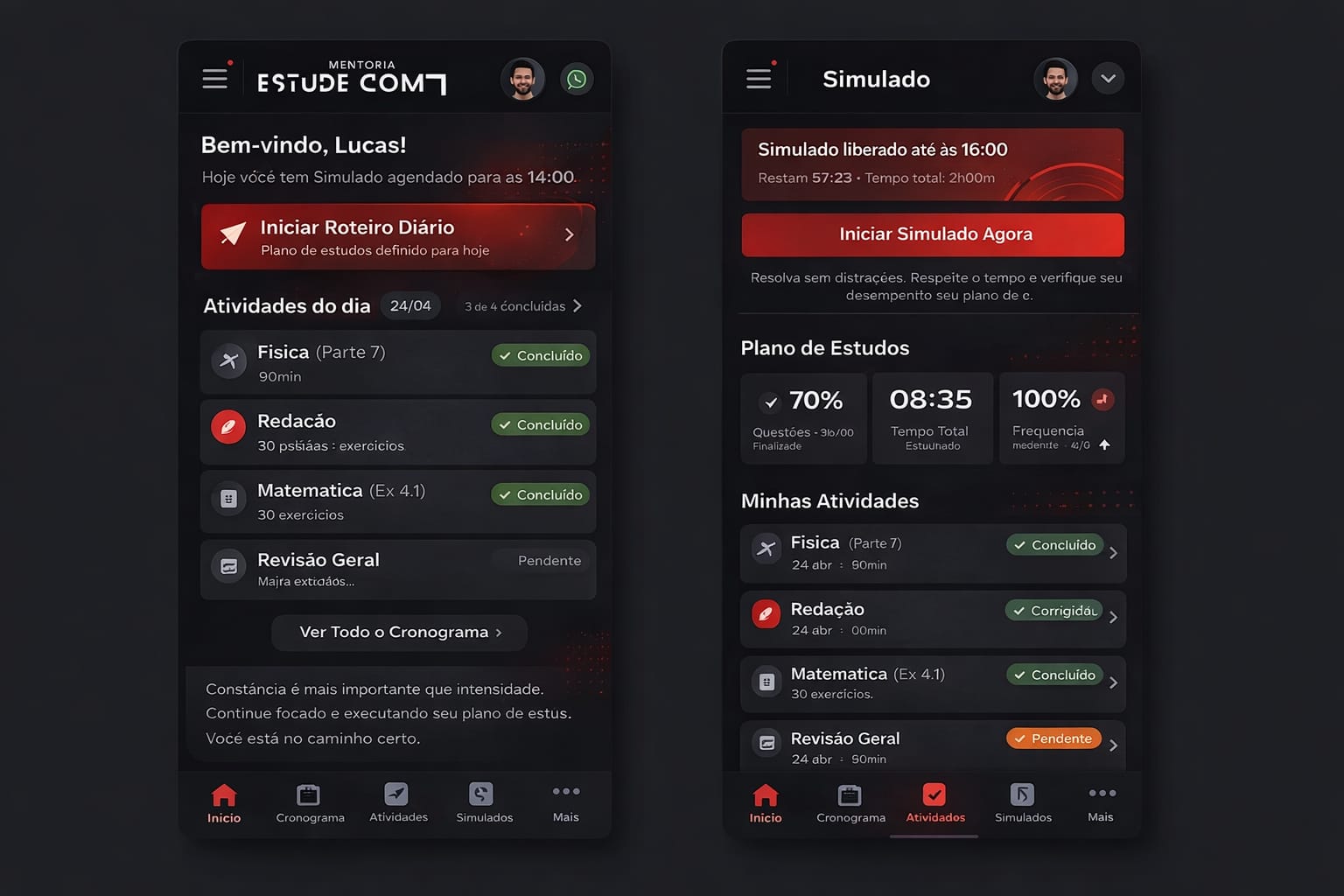 App mobile do aluno — Estude com Danilo